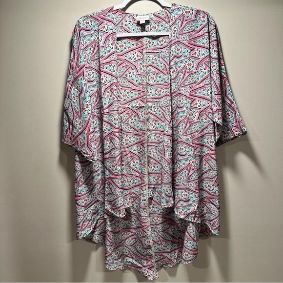 NWT LulaRoe Lindsay Sheer Duster OpenFront Short Kimono Light Batwing Retro - Picture 10 of 14